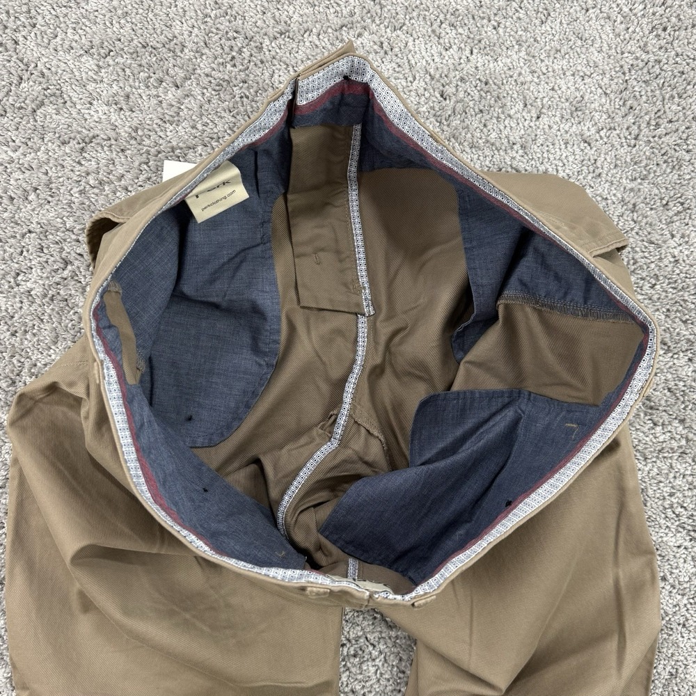 Perk Feel Good Chinos Men's 36x32 NWT Dark Khaki Slim Fit Cotton Stretch Preppy - Picture 12 of 13
